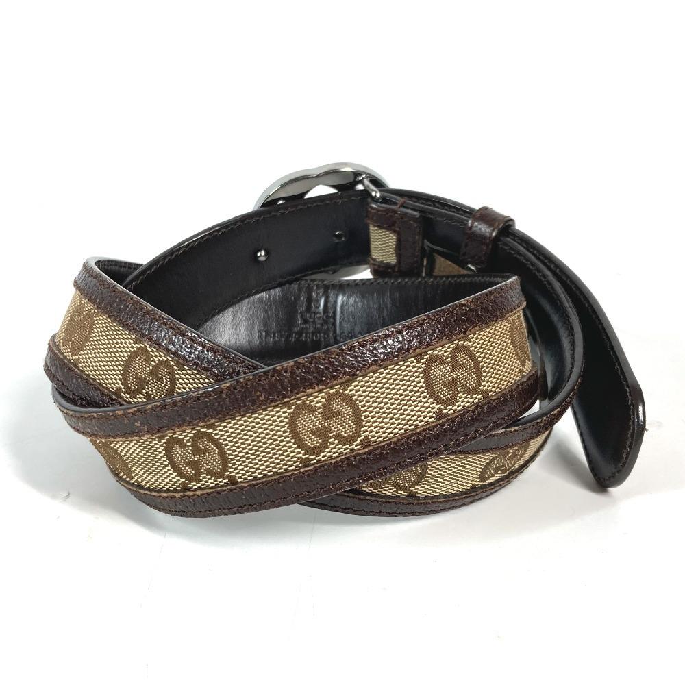 GUCCI 114874 GG Buckle belt, pants belt belt GGCanvas/Leather Beige/Brown