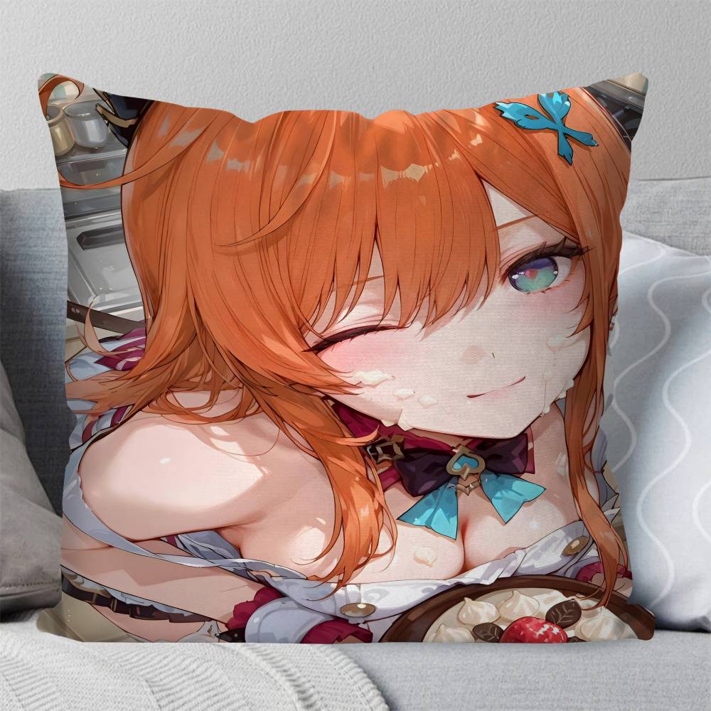 Game Genshin Impact Escoffier Pillow Case Square Pillow Bedroom Sofa Leisure Comfort Cushion Car Living Room Home Decoration