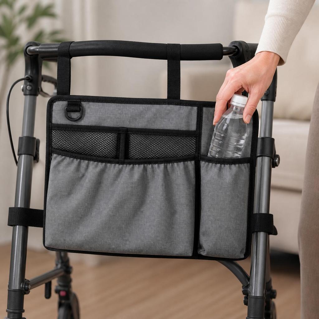 Mobility Aid Bag Robust Organizer Adjustable for Wheelchair