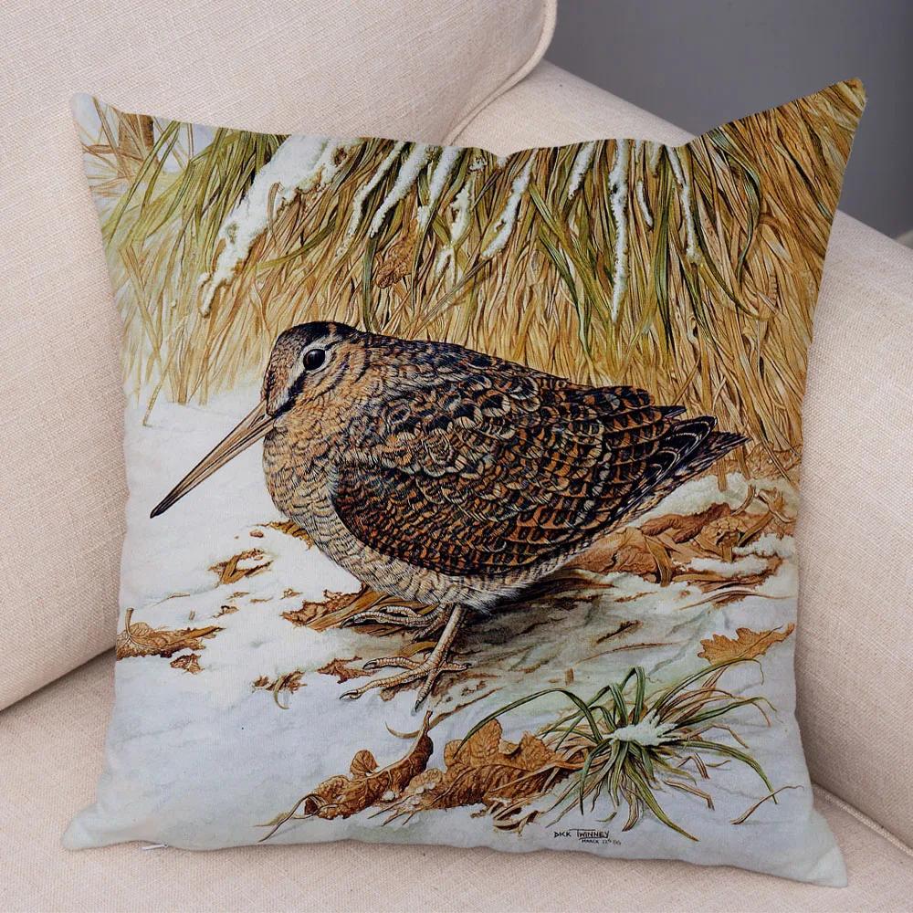 Bedroom Sofa Car Cushion Cover Cartoon Animal Colorful Fox Bird Squirrel Series Home Office Decoration Pillow