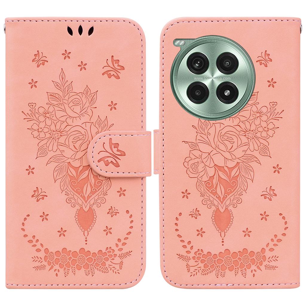 For OnePlus Ace 3 Pro 5G Case PU Leather Wallet Phone Cover Butterfly Flower Imprint