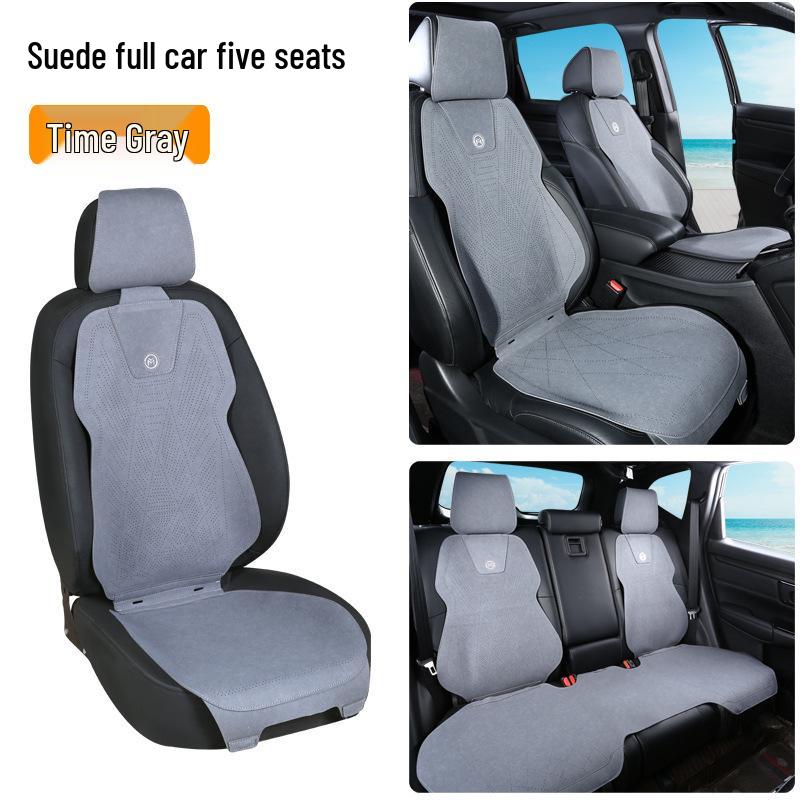 Suede Car Seat Cushion - All-Season, Breathable, Luxury Design with Small Waist Support