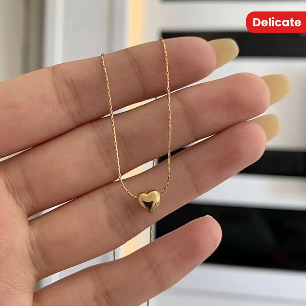 1pc Cute Pendant Necklace In Shape with Shiny Surface of Love Pendant, Love Necklace, Exquisite Brush Finish, Retro Inspired Women's Jewelry, Perfect
