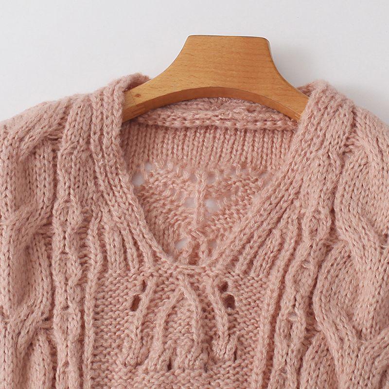 Mid-Length Sweater Vest Spring & Fall New Foreign Trade Women's Clothing Younger Fashion V Neck Sleeveless Pure Color Split Vest 30206