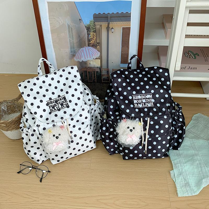 Schoolbag cute girl polka dot backpack 1011 new fashion travel small backpack high school students large capacity schoolbag