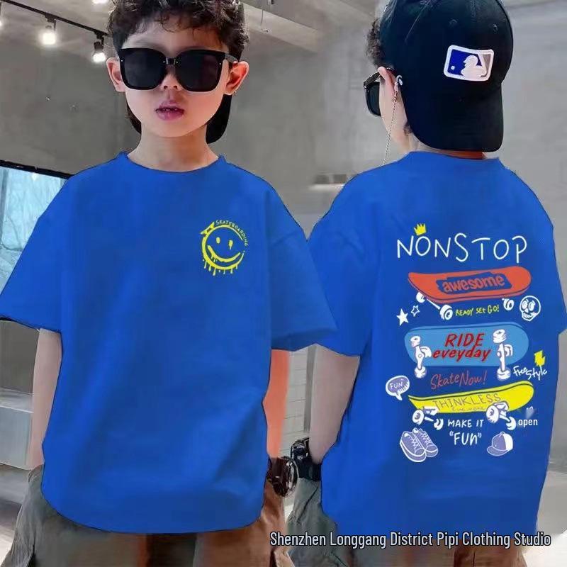 

Крутая летняя хлопковая детская футболка для скейтборда в корейском стиле 160 cm