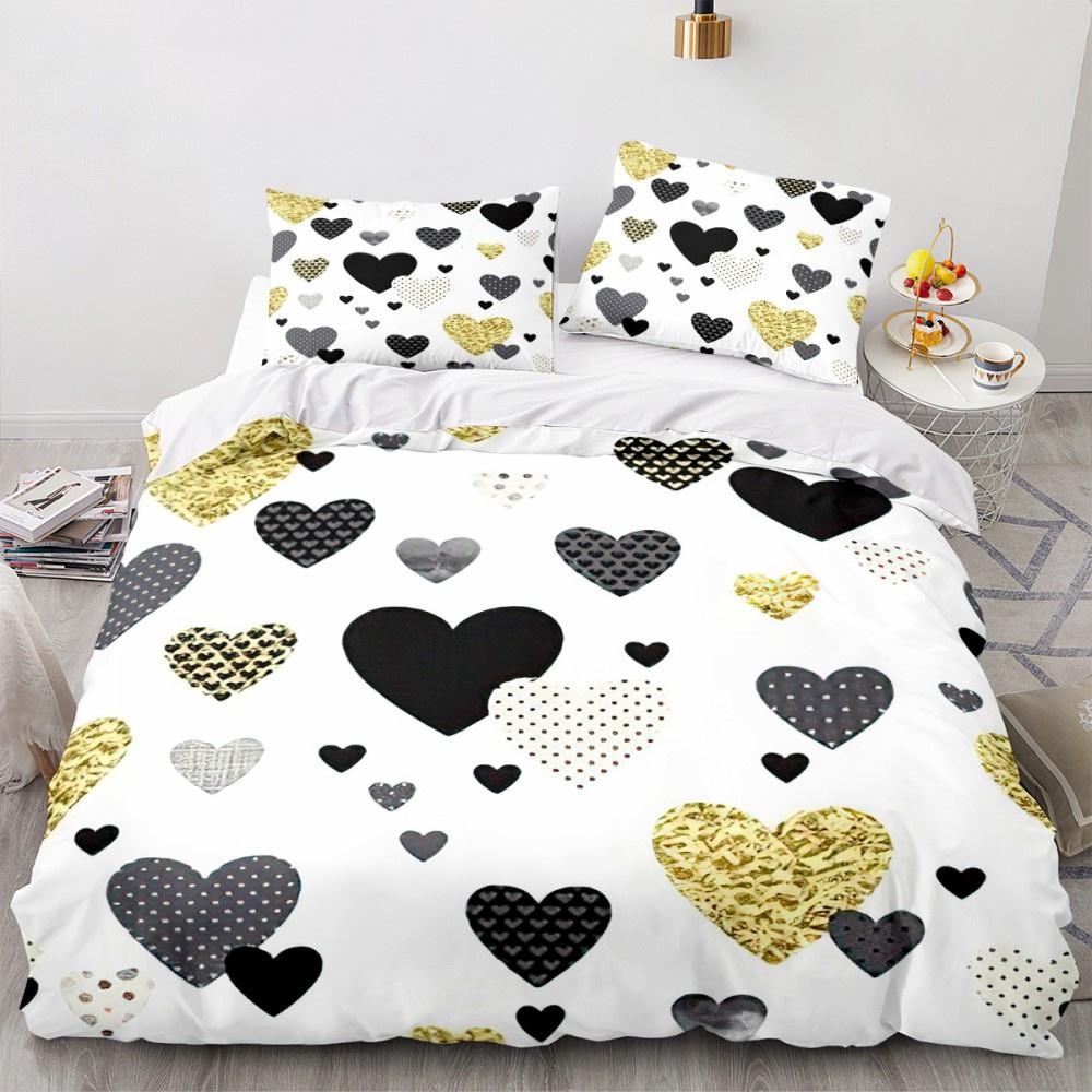 Valentine's Day Luxury Love Heart Duvet Cover - Romantic Theme for Couples, Queen Size, Ideal Women's Gift