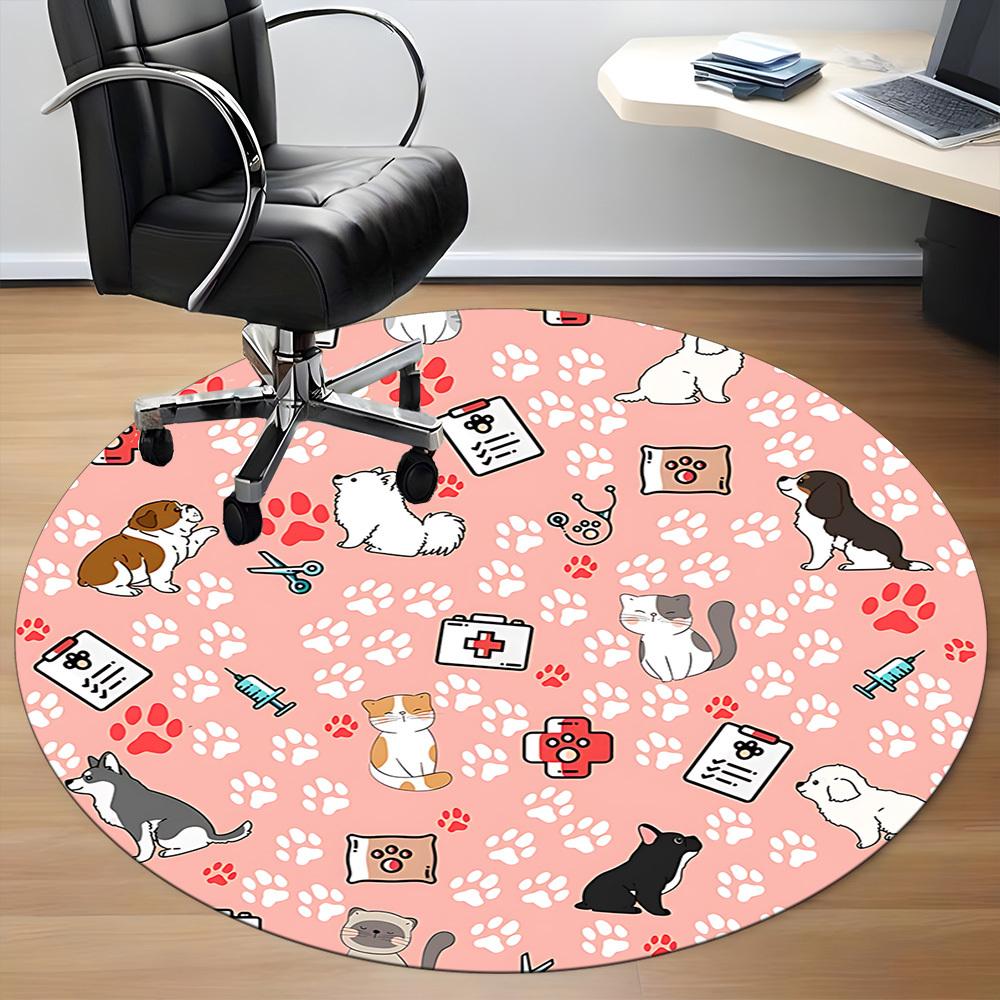 1pc Pet Vet Office Round Area Rug,  Mat Suitable ForOffice, Under Office Chairs Bedroom Living Room Home Decor, Room Deco