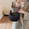 Niche versatile pleated plaid cloud bag underarm bag 2025 new cotton clothing bag fashionable and simple bubble handbag