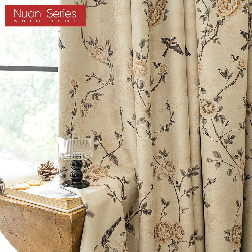 1PC Nuan Series Rural Style Retro Thick Curtains High-precision Printed Blackout Curtains for Bedroom Living Room Window for Home Decor
