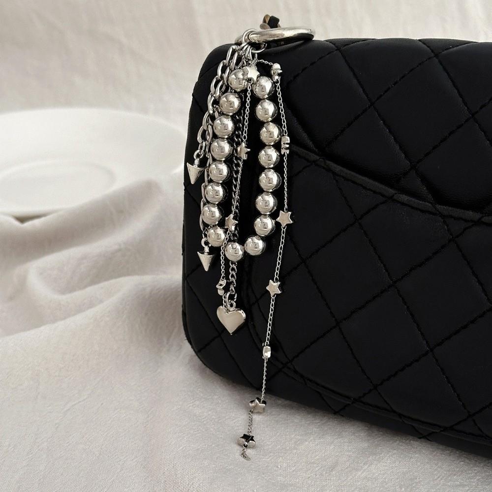 Tassel Chain Bag Pendant Star Rivet Peach Heart Key Ring Gifts Pearl Beadeds Keychain Trendy