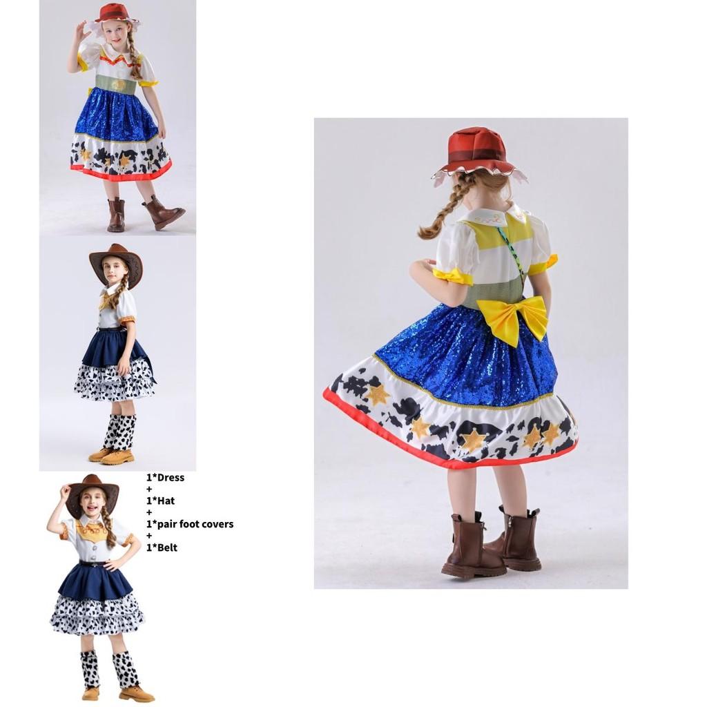Toy Story Jessie Cosplay Dress Set With Polyester Fabric For Girls Summer Play