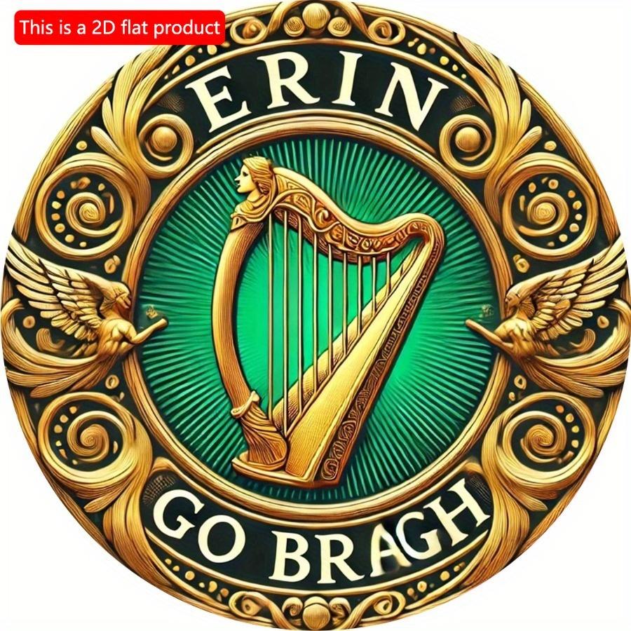 1 adet 2d Düz İrlanda Gururu İrlanda Aziz Patrick Günü Arp İrlanda Sonsuza Kadar Sanat - 20cm Yuvarlak Ahşap Tabela, Ev & Ofis Dekoru için Ahşap Duvar Sanatı/Dayanıklı