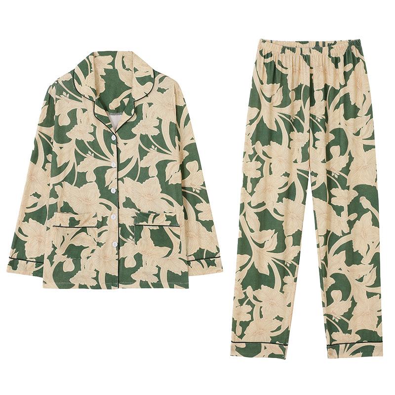 Pajamas Women'S Pure Cotton Long-Sleeved Women'S Thin Mid-Autumn And Winter Cotton Large-Size Loungewear