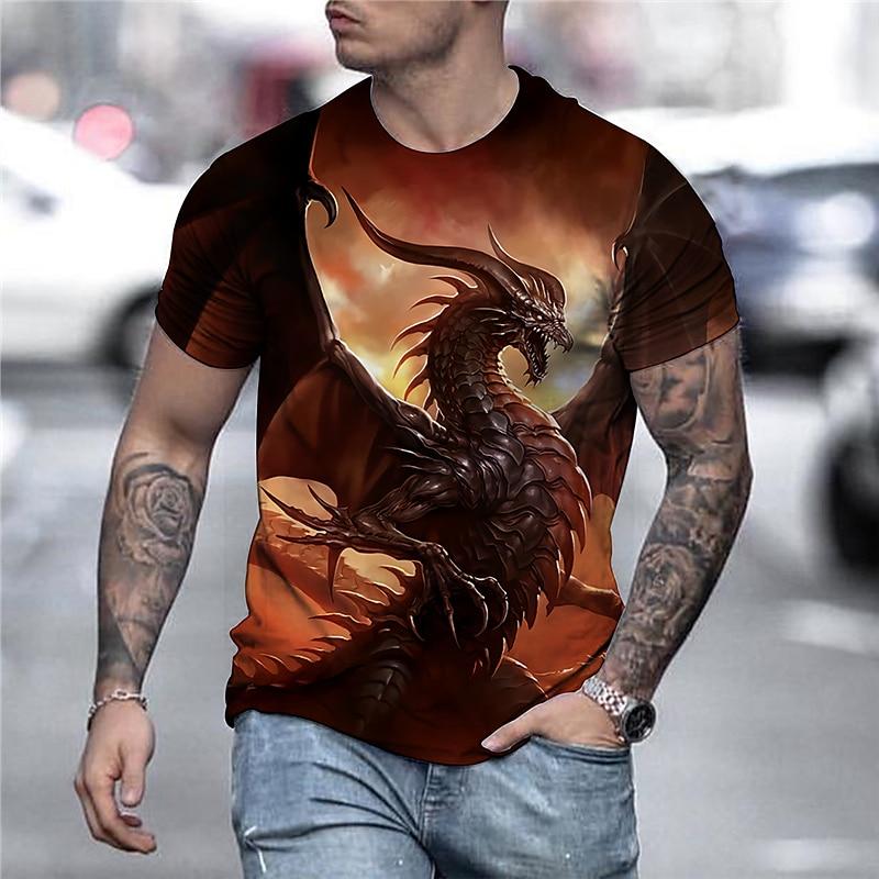 Men's Graphic Anime Dragon Shirt T Shirt Tee Short Sleeve T Shirt 3D Print Crew Neck Shirt Streetwear Exaggerated
