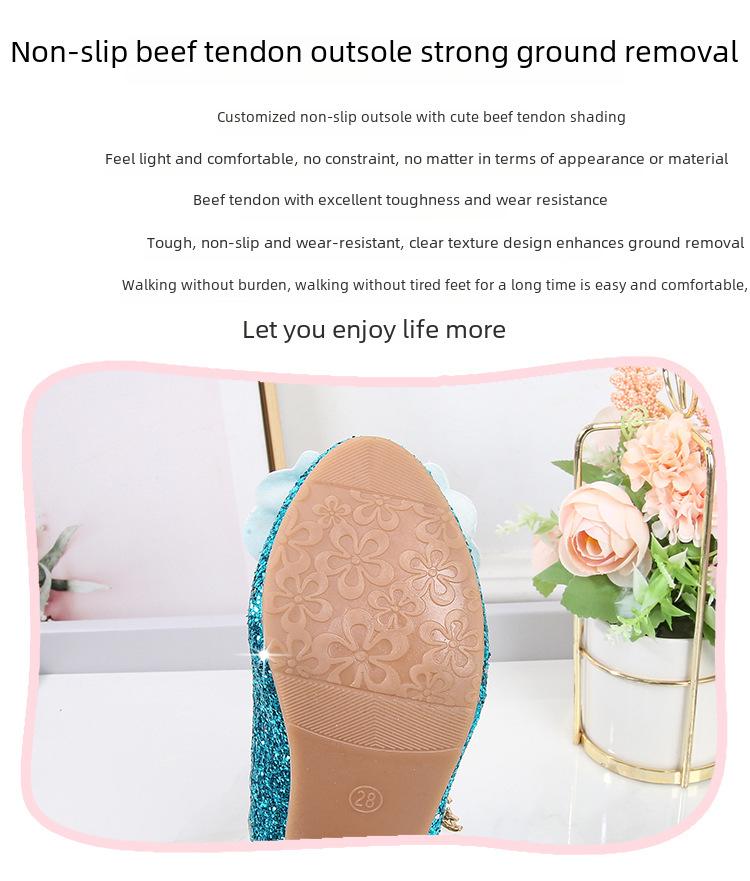 Sapatos de Salto Alto de Couro para Meninas com Laço de Strass - Modelo Princesa de Cristal Primavera 2025