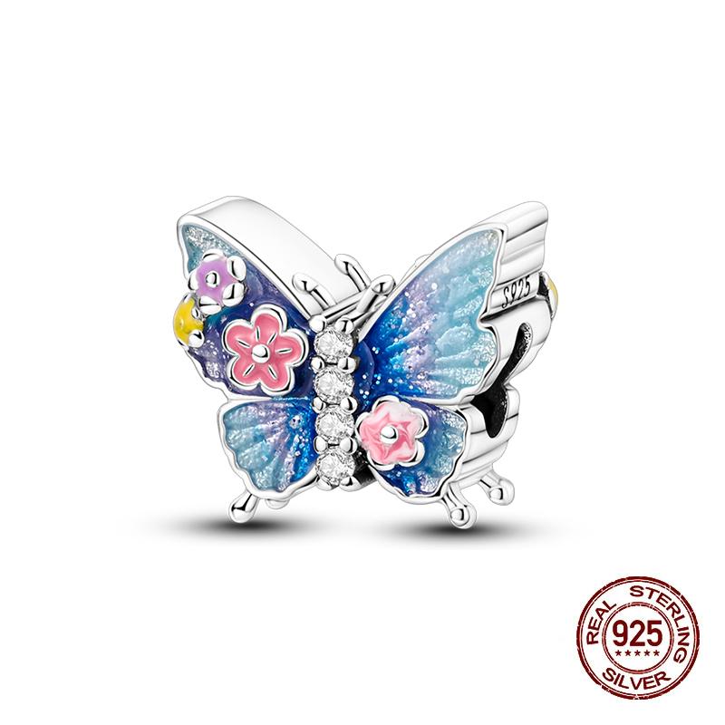 Compatible With 3MM Authentic Bracelets copper Colorful Dragonfly Flower Gem Butterfly Charm Bead Charms Bead Charms Fine Do It Yourself Jewellery Mak