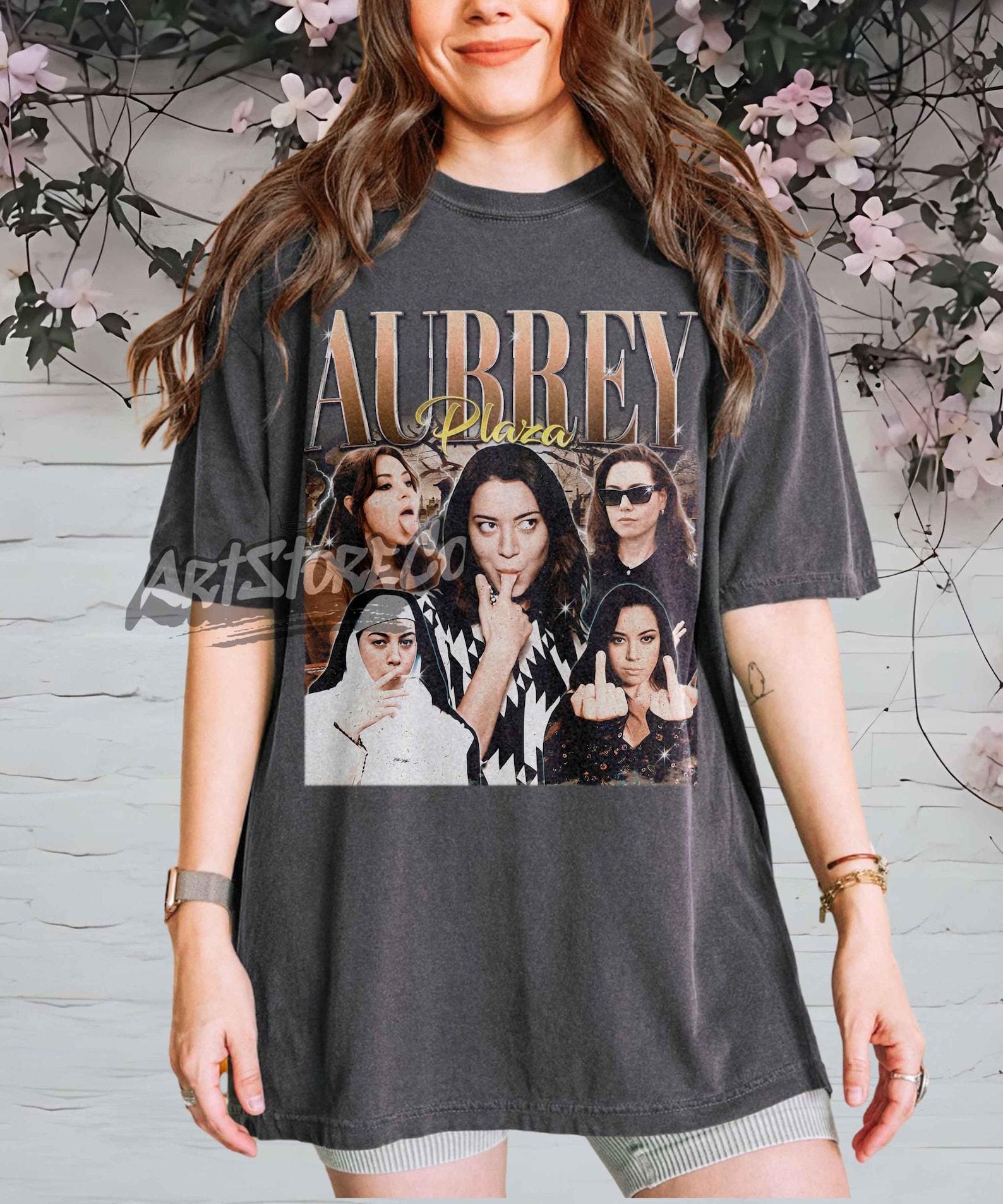 Aubrey Plaza Collage Graphic Tee, Retro Vintage Inspired Apparel 3XL