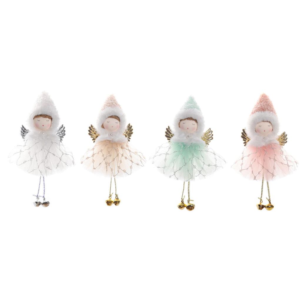 Festive Christmas Tree Ornaments: Pointed Hat Mesh Girl Pendants