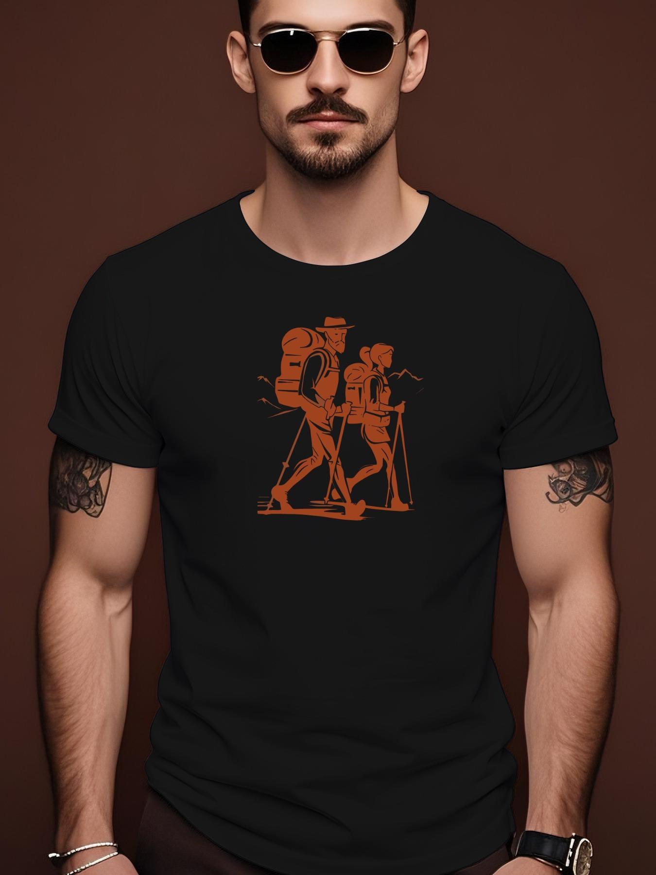 Short Sleeve Tshirt with Orange Walking Figures Graphic -... L