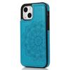 For iPhone 14 Case Imprinted Mandala Flower Kickstand PU Leather+TPU Phone Cover