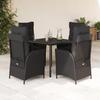 VidaXL Garden Dining Set Cushions 5pcs Black Wicker 3213185
