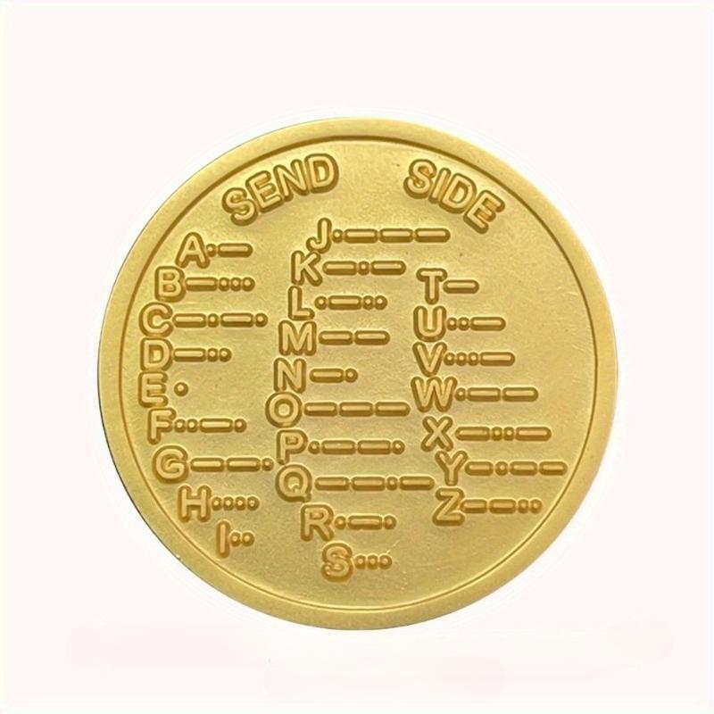 

1Pc CW Morse Code Commemorative Chips Learn Encryption Language Games Pocket Token золотой