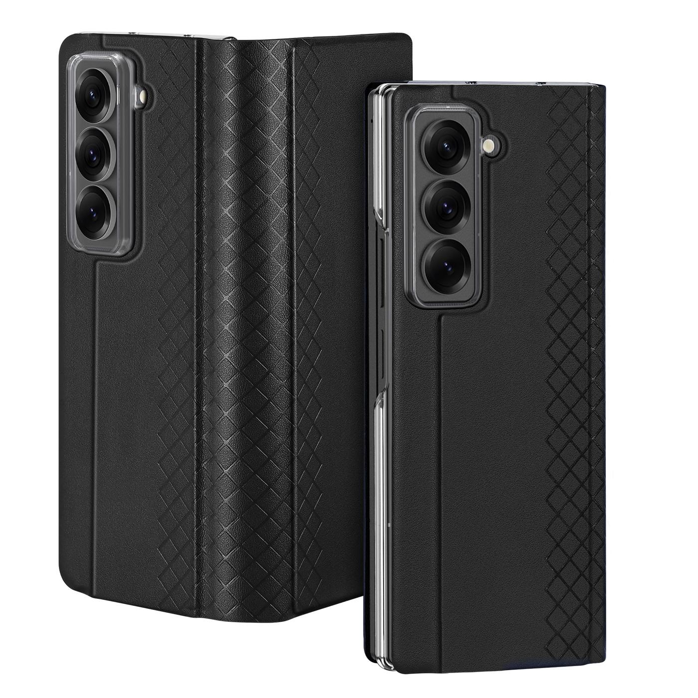 

For Samsung Galaxy Z Fold Special Cases with Card Slot DUX DUCIS Bril Series Leather Phone Cover Stand Blue