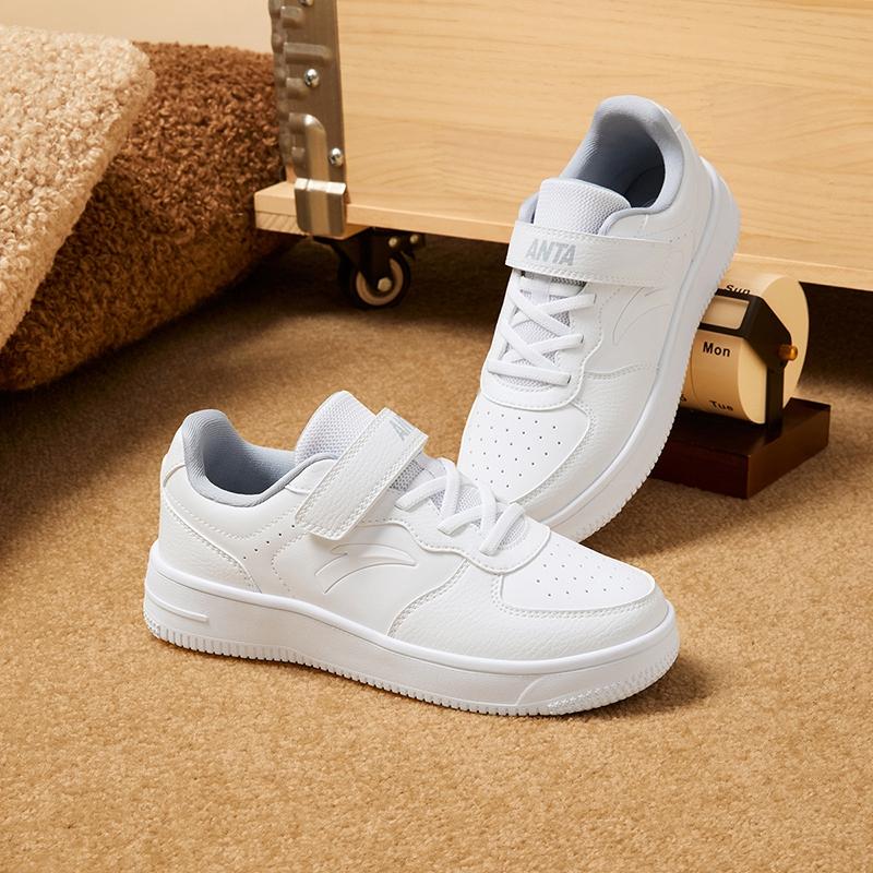 Anta Módní Pohodlné Malé Bílé Boty Odolné Lehké Tlumící Nárazy Protiskluzové Nízké Dětské Skate Boty Dětské Tenisky Šedé A12448088-4
