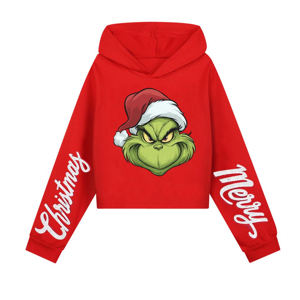 Kids' Casual Fashion Christmas Printed Long Sleeve Hooded Sweatshirt (No Drawstring)