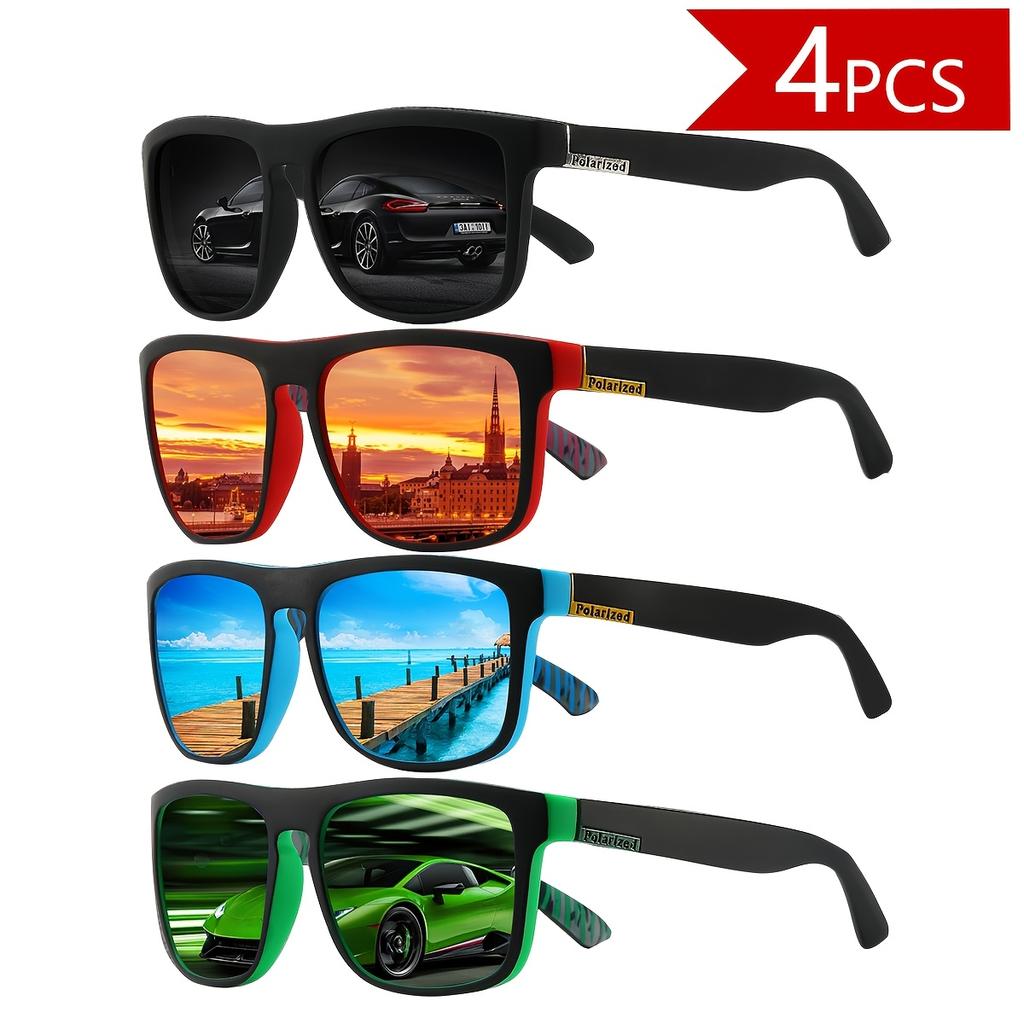 4pcs Unisex Classic Fashion Eyeglasses Sports Style Vintage Square Design Colorful Tinted Frame Durable PC Frame and Metal Hinge