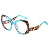 Retro Leopard Print Cat Eye Anti Blue Light Women Glasses  Two Color Irregular Splic Frame Design Men Punk Computer Goggles
