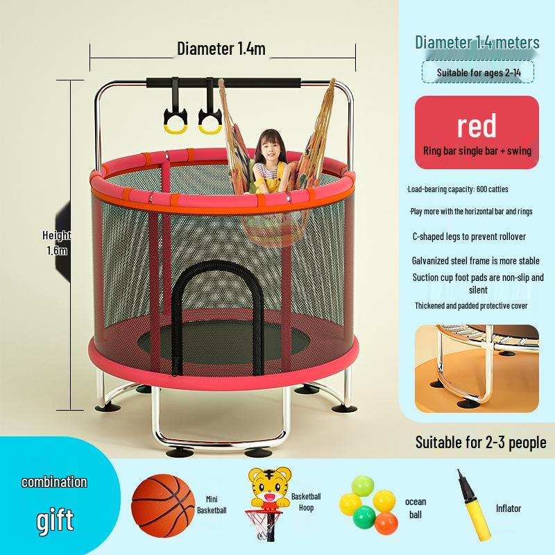Indoor Family Trampoline with Safety Net for Kids and Adults