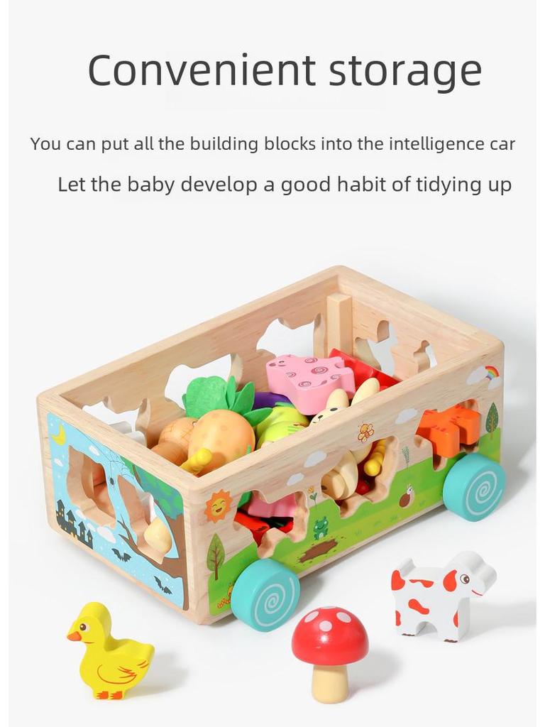 Farm Animal Carrot Pull & Insect Catch Toy - Shape Matching Educational Toy for Babies 1-3 Years