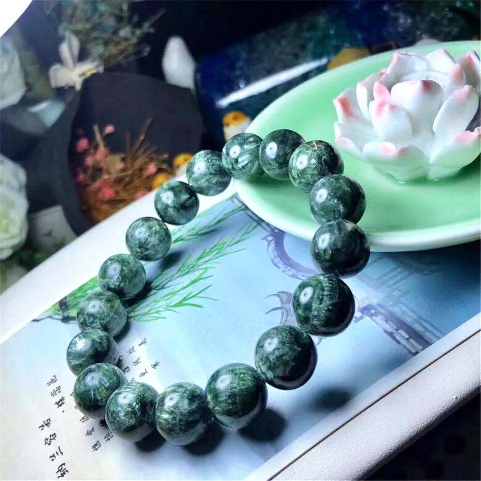 12mm Natural Green Seraphinite Bracelet for Women Lady Man Gift Reiki Crystal Gift Beads Energy Stone Strands Jewelry AAAAA