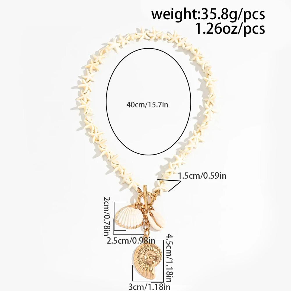 Ingemark Boho White Starfish Chain Necklace for Women Fashion Statement Elegant Conch Snail Pendant Choker Aesthetic Y2K Jewelry