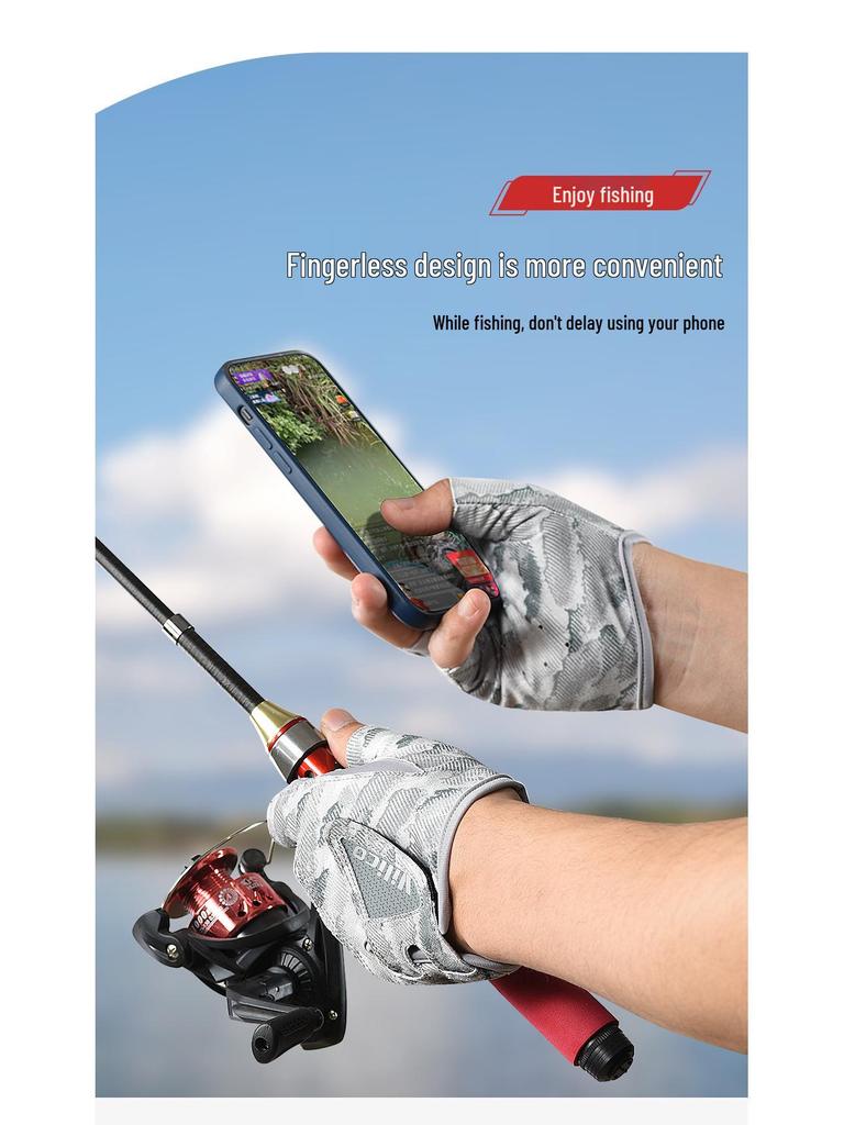 Vilico Summer Breathable Half-Finger Fishing Gloves - Skin-Friendly and Soft for Outdoor Lure Fishing