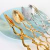 Snack Cake Clip Buffet Food Tong Salad Pastry Clamp Baking Barbecue Tool Fruit Salad Cake Clip Vintage Style Gold-plated
