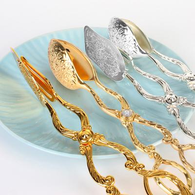 Backen Grillwerkzeug Vergoldet Obstsalat Kuchenklemme Buffet Lebensmittelzange Vintage-Stil Salat Gebäckzange Snack Kuchenklemme Küchenzubehör