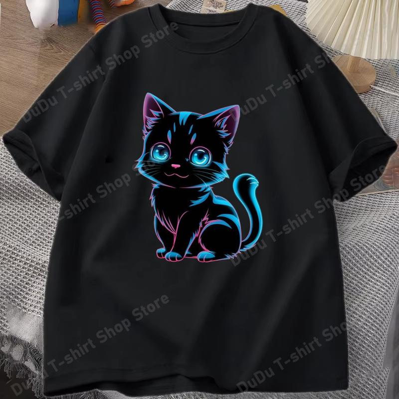 Hot Cat T Shirt UnisexWomens Funny Printing Tshirt Casual Cool Streetwear Fashion T Shirt Cat Lover Cartoon Shirt Tops