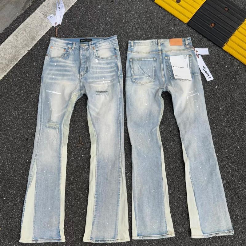 Mens Slim Fit Jeans Punk Style Distressed Printed Denim Pants Teens Casual Wear