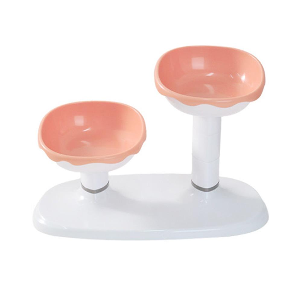 

Миска для корма для кошек, миска для корма для кошек с регулируемой высотой, приподнятая миска для корма для кошек, набор мисок для воды и еды для домашних животных с противоскользящей накладкой розовый