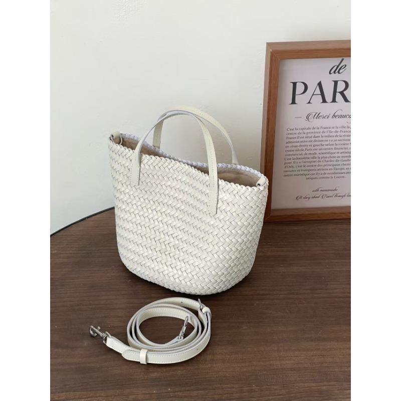 

Женская сумка из натуральной кожи, ручной работы, высокого класса, плетеная сумка-ведро через плечо One Size белый