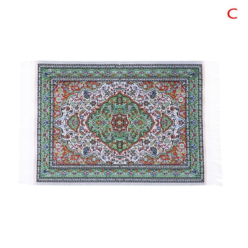 Different Types 1:12 Dollhouse Handmade Woven Mini Floor Rug Cover Carpet for Dolls House Bedroom Bathroom Living Room Decor