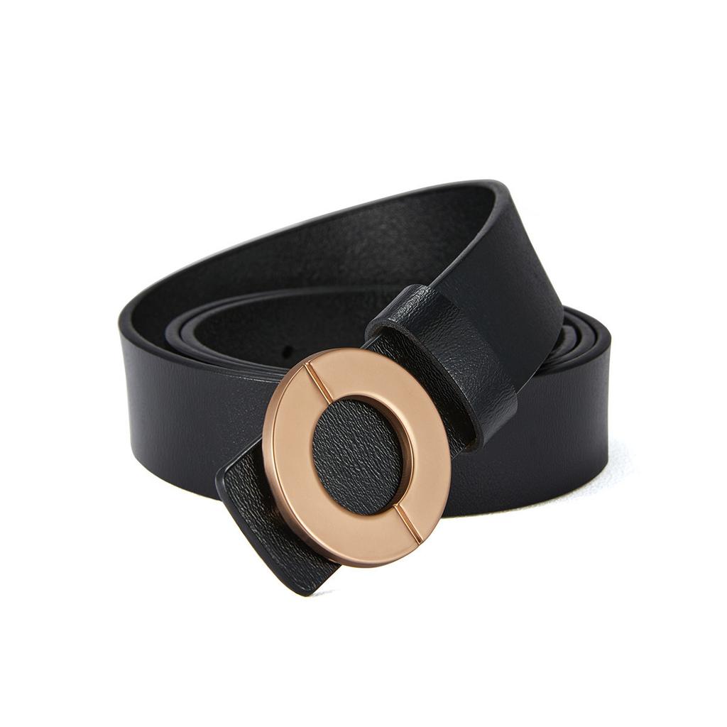 Women'S Belt Smooth Buckle Leather Perforated Belt Jeans Women'S Whole Cowhide Cut Dress Versatile Belt