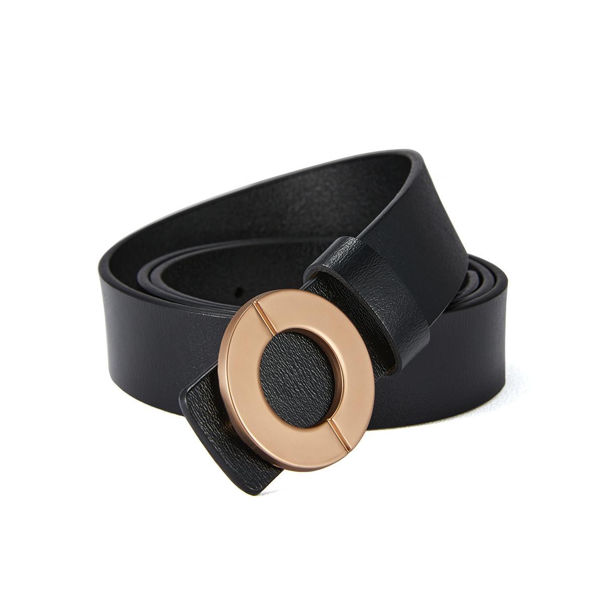 

Женский ремень гладкая пряжка натуральная кожа перфорированный ремень джинсы женский цельнокроеный кожаный платье универсальный ремень ремень 105cm