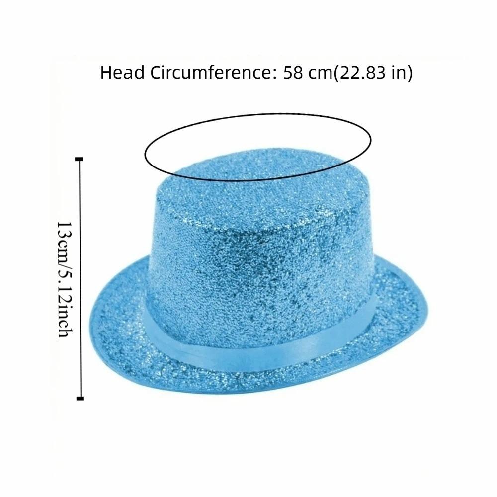 Retro Glitter Top Hat British Style Durable Lightweight Glittering Magician Hat Polyester Multicolor Bowler Jazz Hat Performance