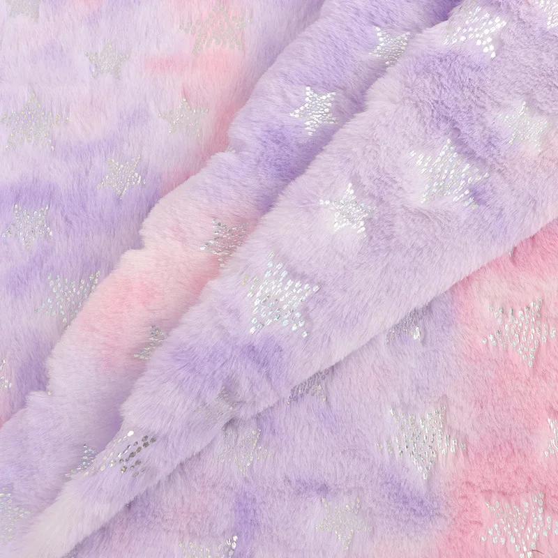 160x50cm Five Pointed Star Hot Silver Tie Dyed Rabbit Fabric For Winter Warm Pajamas Cushions Pet Products Pillow Fabric TJ21169