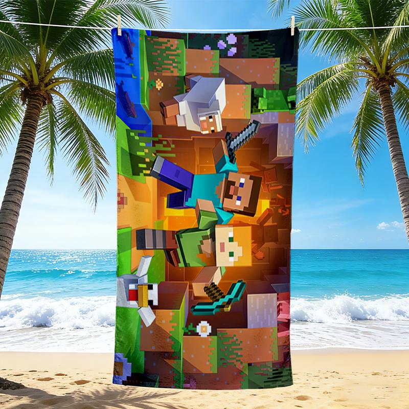 1Pc Minecraft Adventure Quest Beach Towel, Quick Dry, Multi-Use for Beach Pool Gym Yoga Home Travel, Christmas, Halloween, Xmas Gift M928771