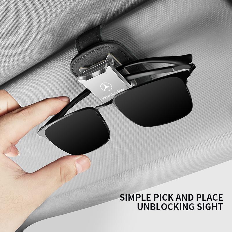Auto Sun Visor Glasses Box Sunglasses Clip Card Ticket Holder Stand For Mercedes Benz AMG W203 W206 W220 W205 W211 W212 W201 GLS CLS GLC